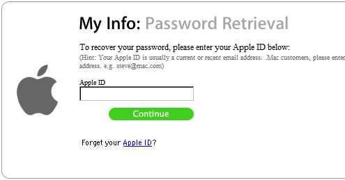 My Info: Password Retrieval