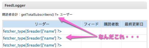 FeedLogger の表示がおかしい