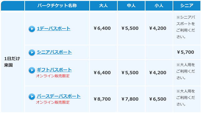 バースデーパスポート 8,700円